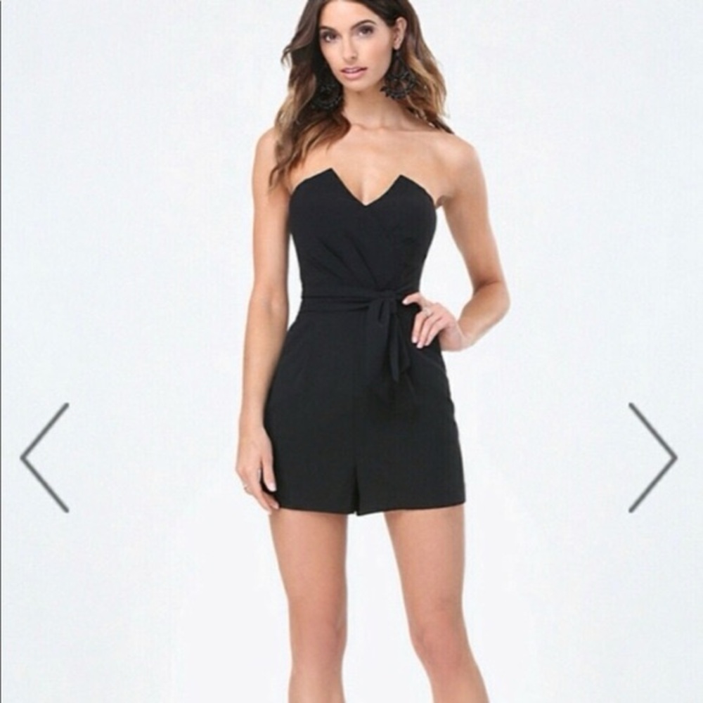 Bebe Natalie Black Cocktail Romper Jumpsuit Strapless
